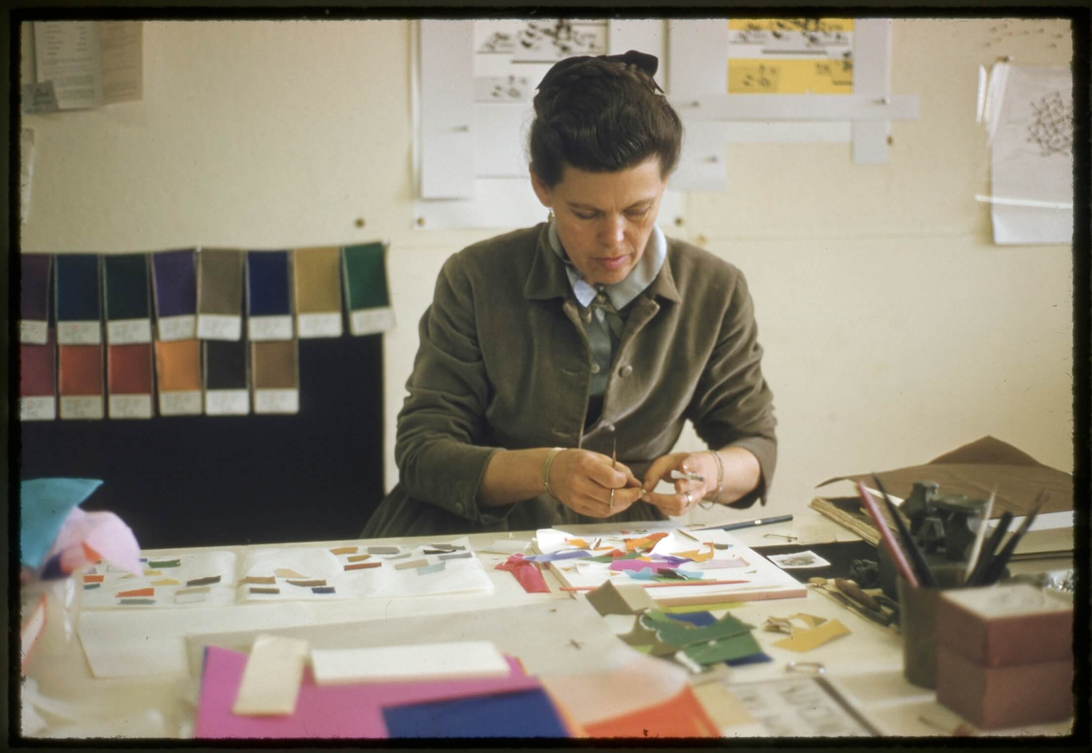 Ray Eames Collaging Color Samples At The Eames Office 8166543 